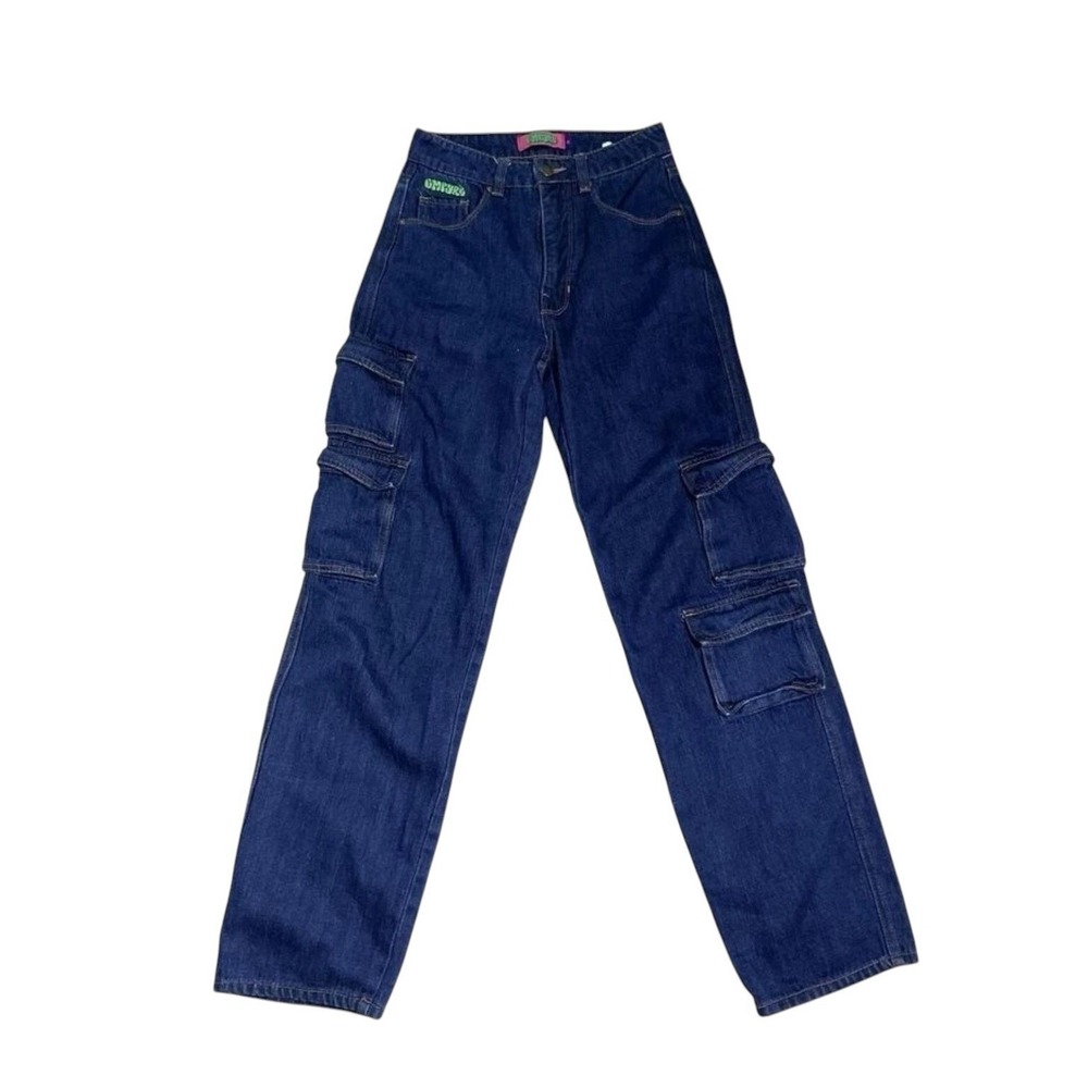 Empyre Baggy Wide Leg Jeans Pants Women's 0 Embroidered Cargo
